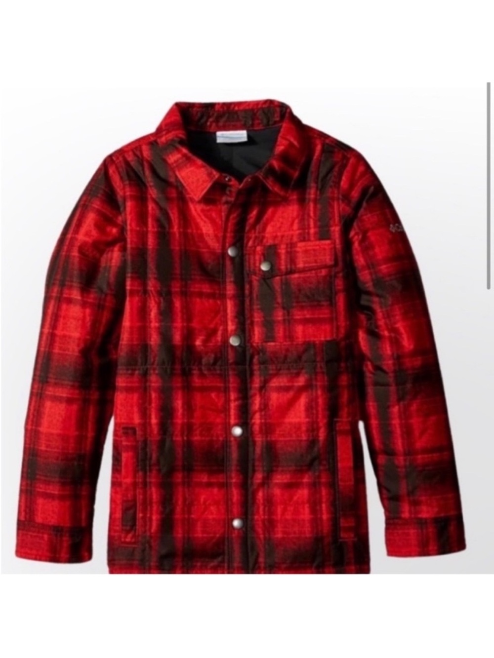 Columbia Boys Red Black Plaid Button-Front Jacket Size XXS